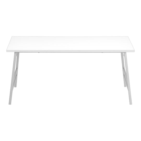 I 3790 Coffee Table - 40"L / White / Silver Metal - Furniture Depot