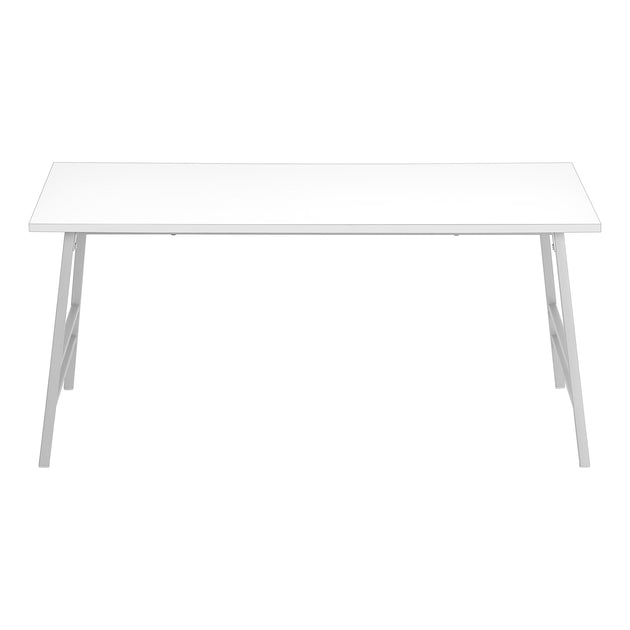 I 3790 Coffee Table - 40"L / White / Silver Metal - Furniture Depot