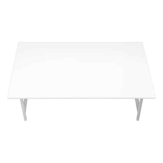 I 3790 Coffee Table - 40"L / White / Silver Metal - Furniture Depot