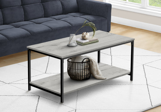 I 3801 Coffee Table - 40"L / Grey / Black Metal - Furniture Depot