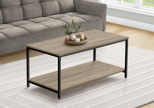 I 3802 Coffee Table - 40"L / Dark Taupe / Black Metal - Furniture Depot (7881124348152)