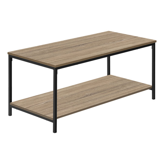 I 3802 Coffee Table - 40"L / Dark Taupe / Black Metal - Furniture Depot (7881124348152)