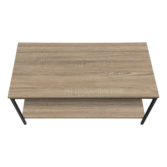 I 3802 Coffee Table - 40"L / Dark Taupe / Black Metal - Furniture Depot (7881124348152)