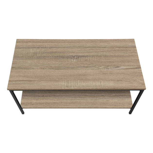 I 3802 Coffee Table - 40"L / Dark Taupe / Black Metal - Furniture Depot (7881124348152)