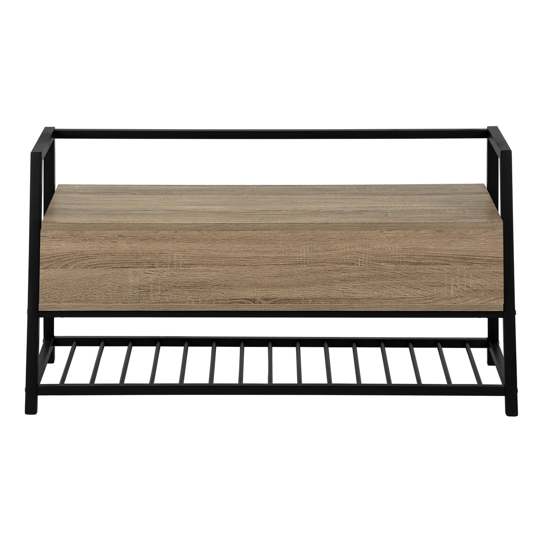 I 4501 Bench - 42"L / Dark Taupe Storage / Black Metal - Furniture Depot (7881124413688)