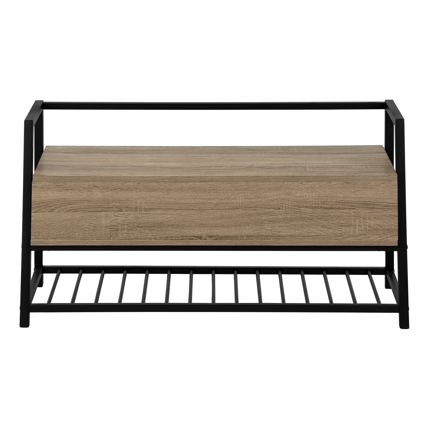 I 4501 Bench - 42"L / Dark Taupe Storage / Black Metal - Furniture Depot (7881124413688)