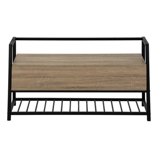 I 4501 Bench - 42"L / Dark Taupe Storage / Black Metal - Furniture Depot (7881124413688)