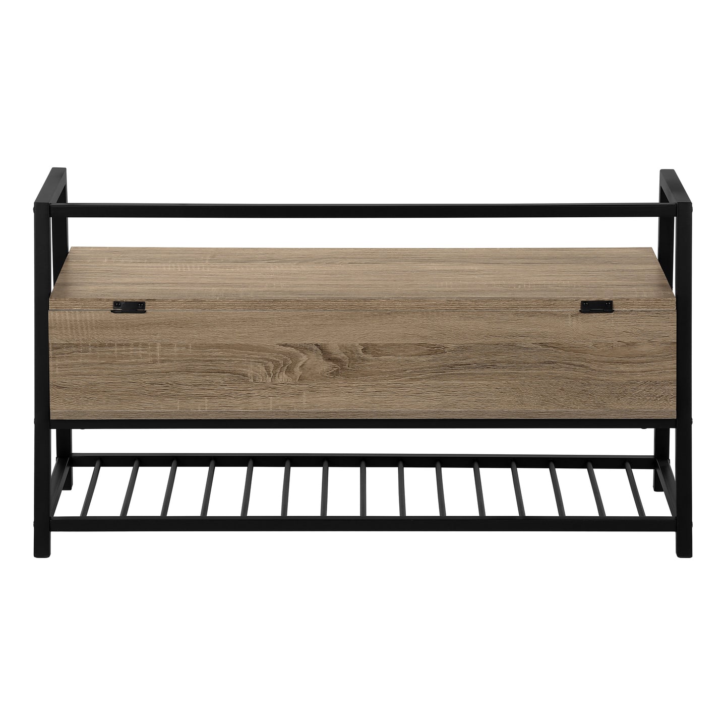 I 4501 Bench - 42"L / Dark Taupe Storage / Black Metal - Furniture Depot (7881124413688)