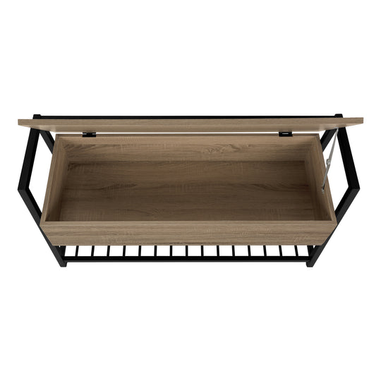 I 4501 Bench - 42"L / Dark Taupe Storage / Black Metal - Furniture Depot (7881124413688)