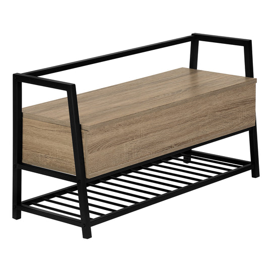 I 4501 Bench - 42"L / Dark Taupe Storage / Black Metal - Furniture Depot (7881124413688)