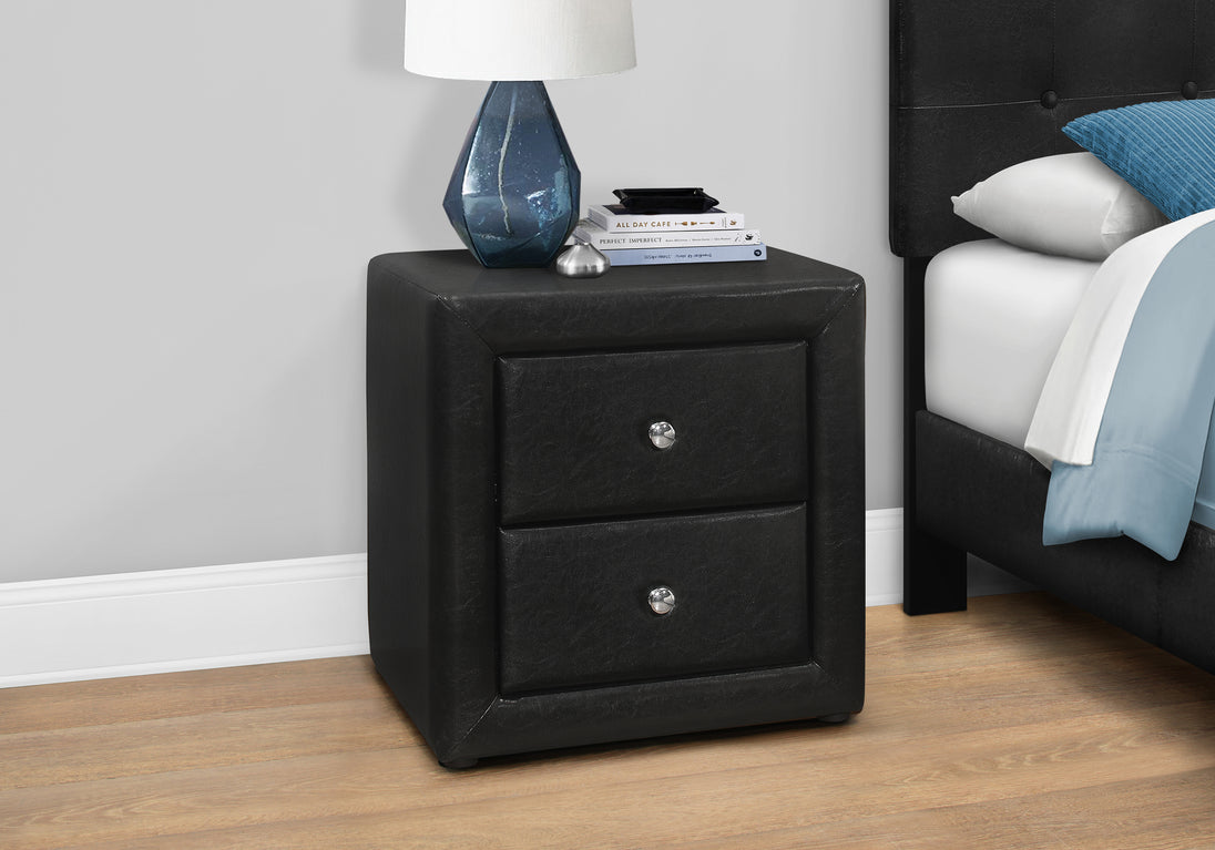 I 5603 Bedroom Accent - 21"H / Black Leather-Look Night Stand - Furniture Depot (7881124741368)