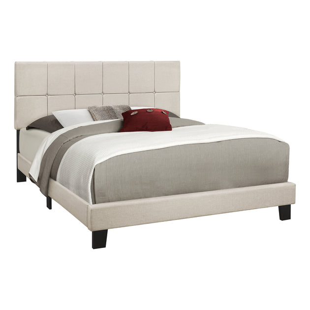 I 5605Q Bed - Queen Size / Beige Linen - Furniture Depot
