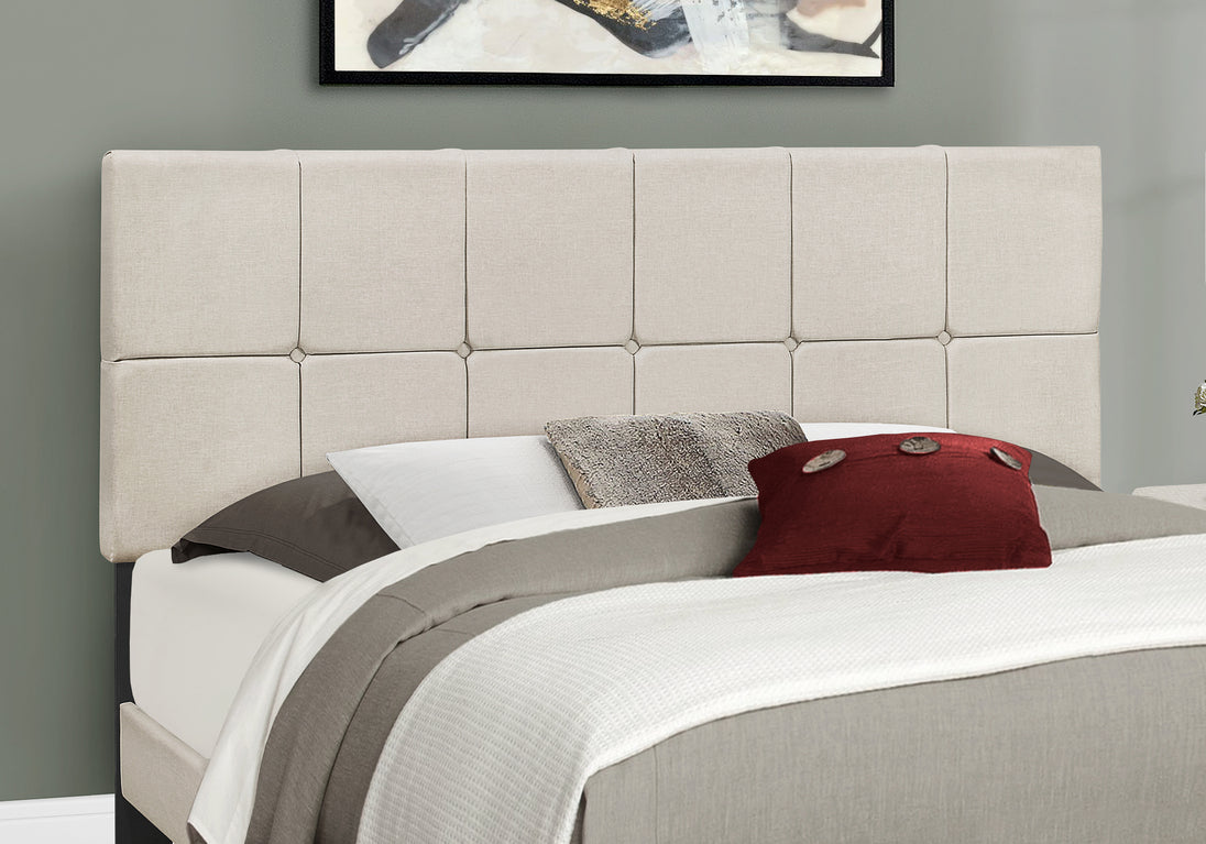 I 5605Q Bed - Queen Size / Beige Linen - Furniture Depot