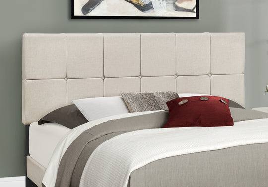 I 5605Q Bed - Queen Size / Beige Linen - Furniture Depot