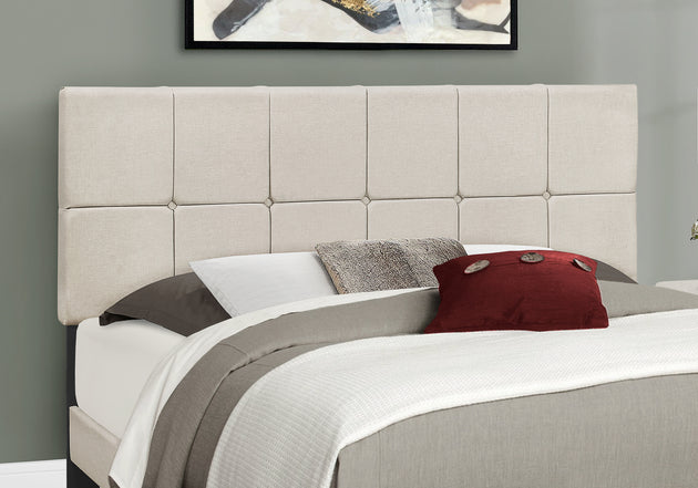 I 5605Q Bed - Queen Size / Beige Linen - Furniture Depot