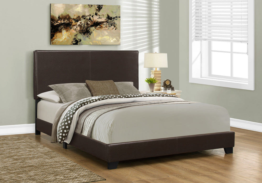 I 5910Q Bed - Queen Size / Dark Brown Leather-Look - Furniture Depot