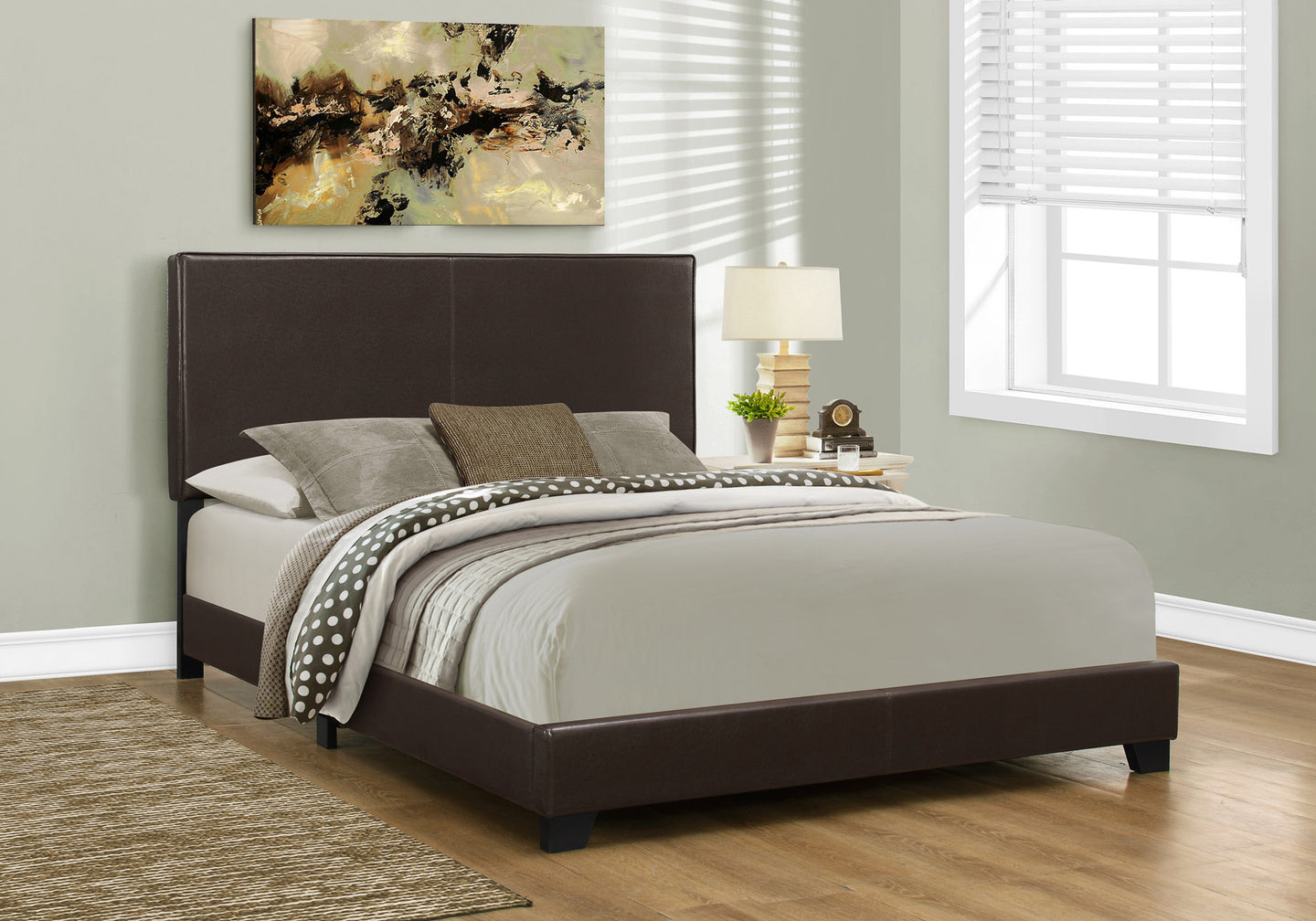 I 5910Q Bed - Queen Size / Dark Brown Leather-Look - Furniture Depot