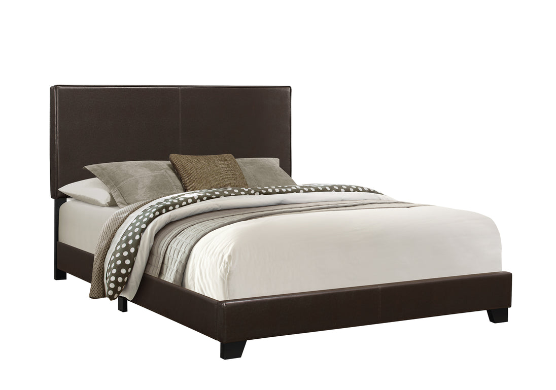 I 5910Q Bed - Queen Size / Dark Brown Leather-Look - Furniture Depot