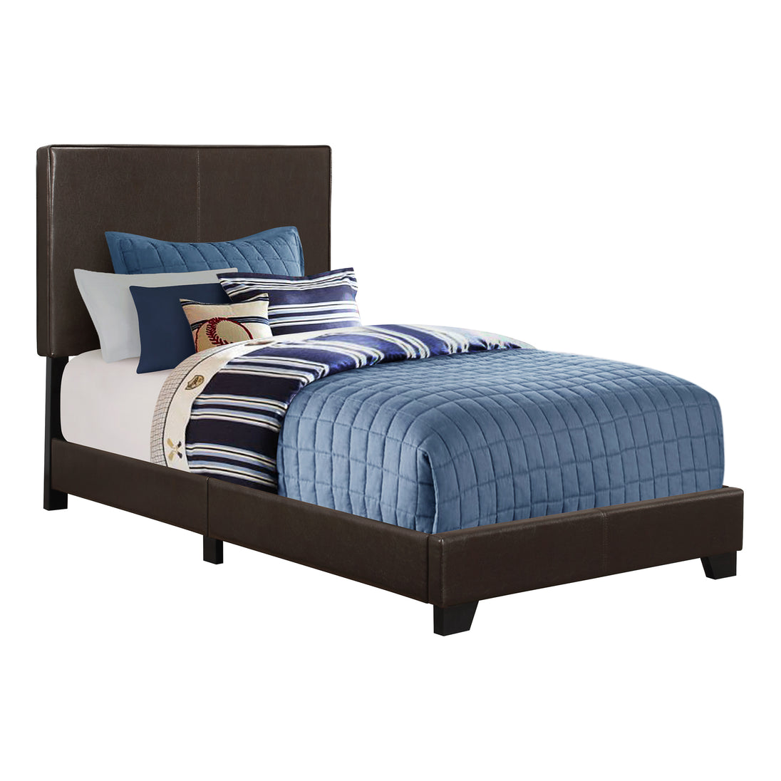 I 5910T Bed - Twin Size / Dark Brown Leather-Look - Furniture Depot
