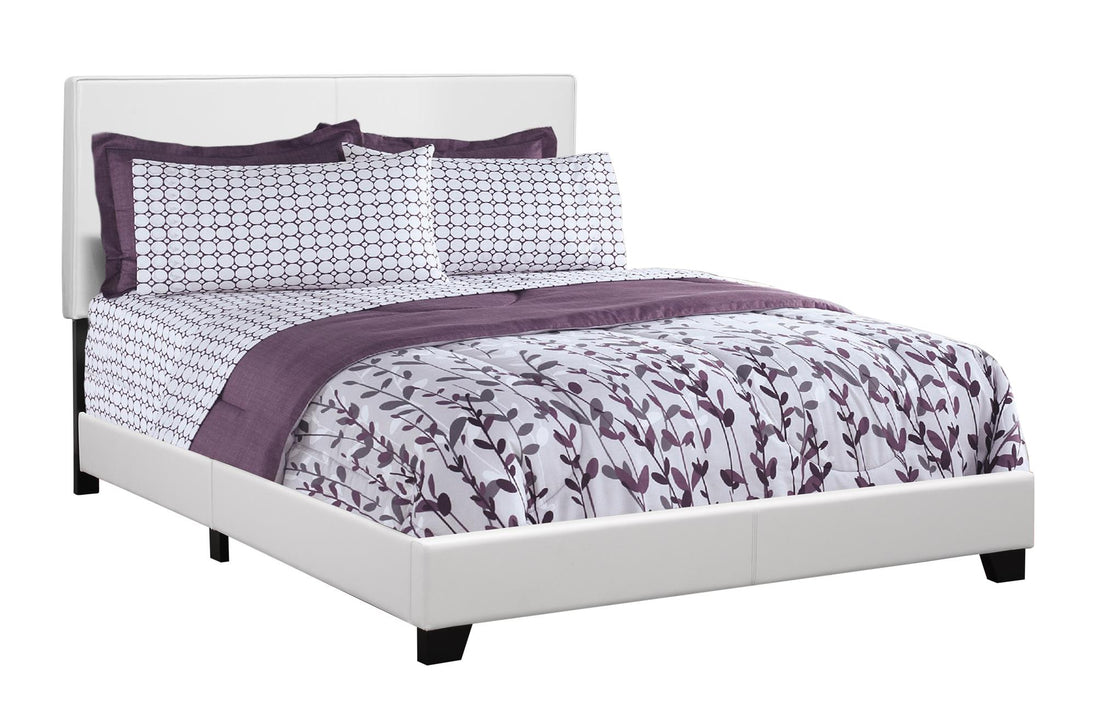 I 5911Q Bed - Queen Size / White Leather-Look - Furniture Depot (7881125069048)