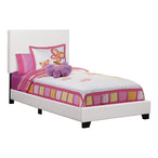 I 5911T Bed - Twin Size / White Leather-Look - Furniture Depot