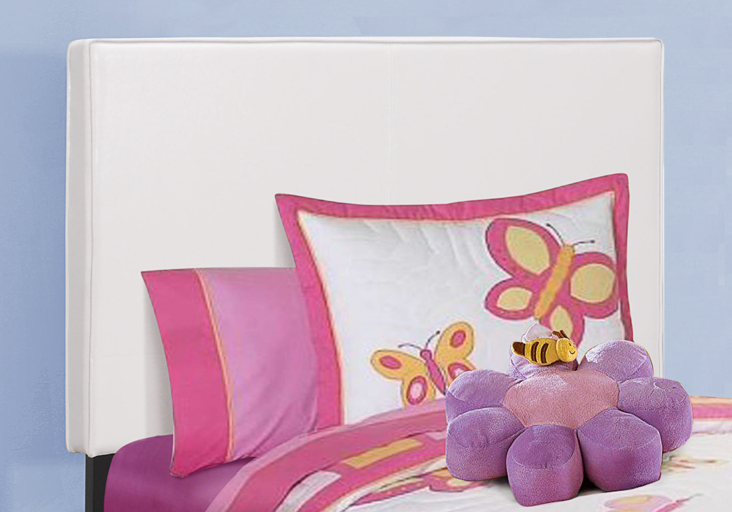 I 5911T Bed - Twin Size / White Leather-Look - Furniture Depot