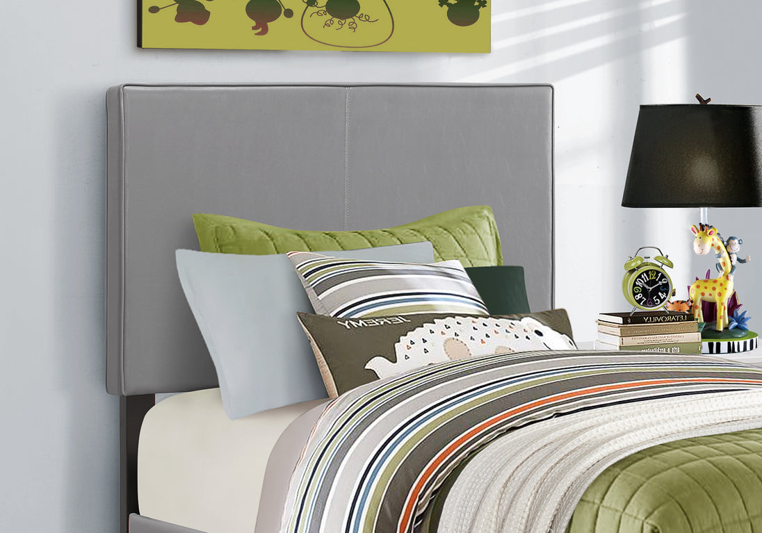 I 5912T Bed - Twin Size / Grey Leather-Look - Furniture Depot (7881125134584)