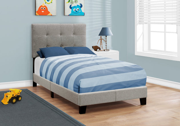 I 5920T Bed - Twin Size / Grey Linen - Furniture Depot
