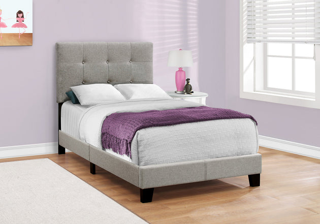 I 5920T Bed - Twin Size / Grey Linen - Furniture Depot