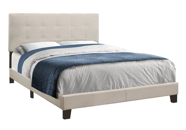 I 5921Q Bed - Queen Size / Beige Linen - Furniture Depot (7881125298424)