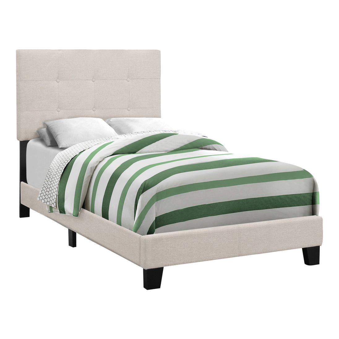 I 5921T Bed - Twin Size / Beige Linen - Furniture Depot (7881125363960)