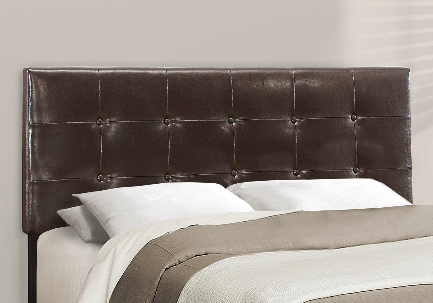 I 5922Q Bed - Queen Size / Dark Brown Leather-Look - Furniture Depot