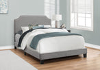 I 5925F Bed - Full Size / Grey Linen With Chrome Trim - Furniture Depot (7881125462264)