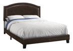 I 5938Q Bed - Queen Size / Brown Leather-Look With Brass Trim - Furniture Depot