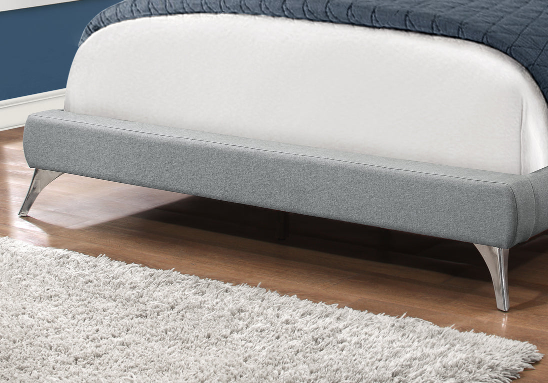 I 5950Q Bed - Queen Size / Grey Linen With Chrome Legs - Furniture Depot (7881125626104)
