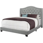 I 5966Q Bed - Queen Size / Grey Linen With Chrome Trim - Furniture Depot