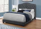 I 5968Q Bed - Queen Size / Dark Grey Velvet With Chrome Trim - Furniture Depot