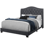 I 5968Q Bed - Queen Size / Dark Grey Velvet With Chrome Trim - Furniture Depot