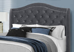 I 5968Q Bed - Queen Size / Dark Grey Velvet With Chrome Trim - Furniture Depot