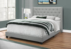I 5984Q Bed - Queen Size / Grey Linen With Chrome Trim - Furniture Depot