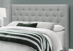 I 5984Q Bed - Queen Size / Grey Linen With Chrome Trim - Furniture Depot