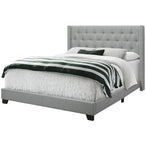 I 5984Q Bed - Queen Size / Grey Linen With Chrome Trim - Furniture Depot