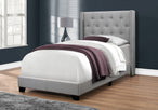 I 5984T Bed - Twin Size / Grey Linen With Chrome Trim - Furniture Depot