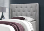 I 5984T Bed - Twin Size / Grey Linen With Chrome Trim - Furniture Depot