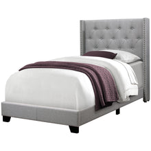 Load image into Gallery viewer, I 5984T Bed - Twin Size / Grey Linen With Chrome Trim - Furniture Depot
