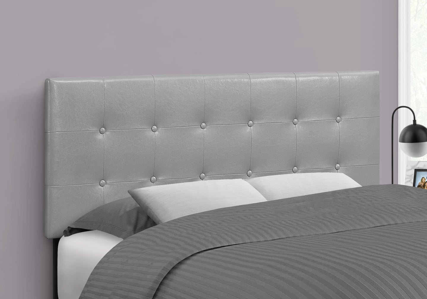 I 6001F Bed - Full Size / Grey Leather-Look Headboard Only - Furniture Depot