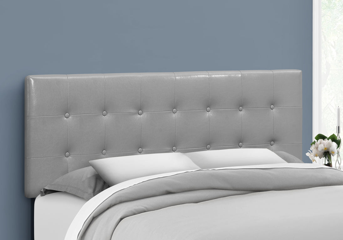 I 6001Q Bed - Queen Size / Grey Leather-Look Headboard Only - Furniture Depot