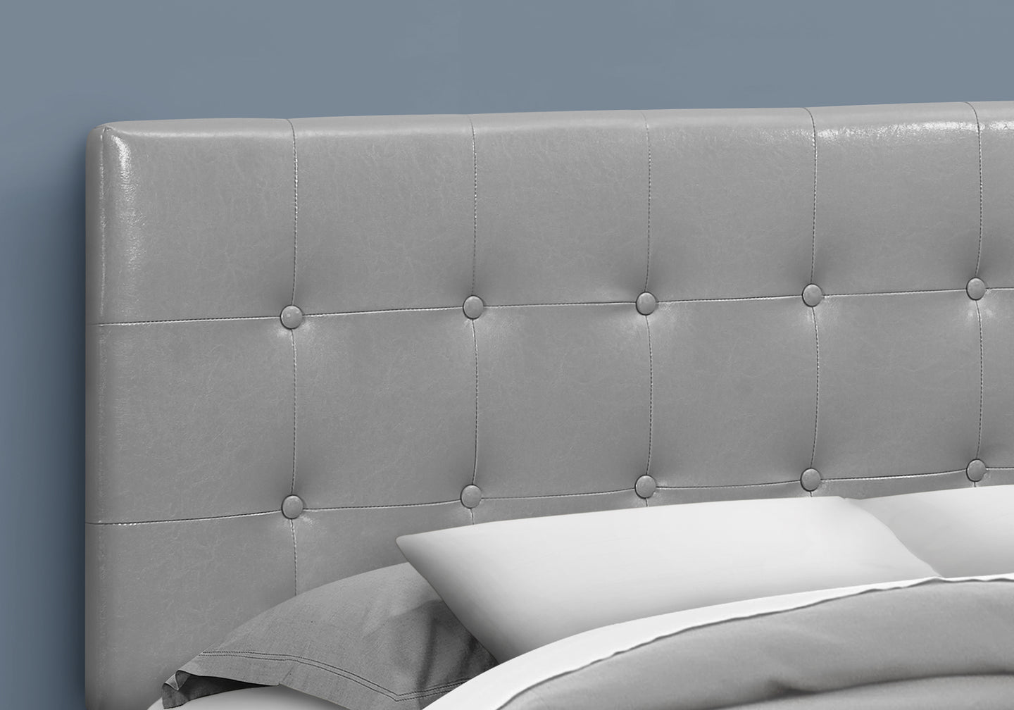 I 6001Q Bed - Queen Size / Grey Leather-Look Headboard Only - Furniture Depot