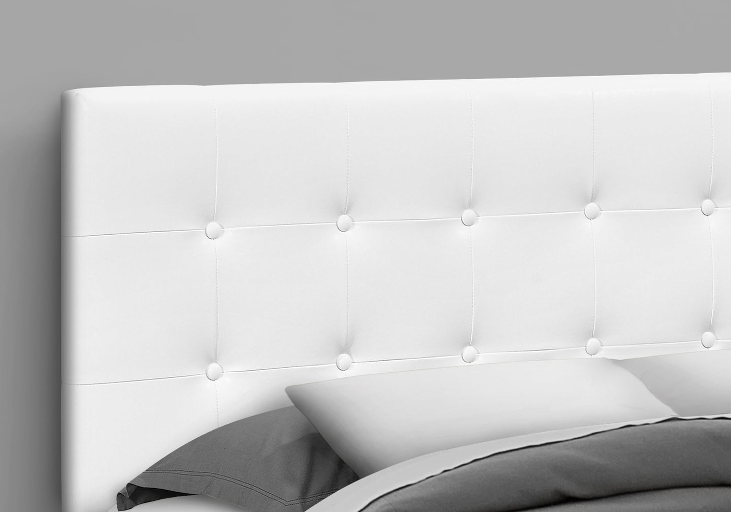 I 6002Q Bed - Queen Size / White Leather-Look Headboard Only - Furniture Depot
