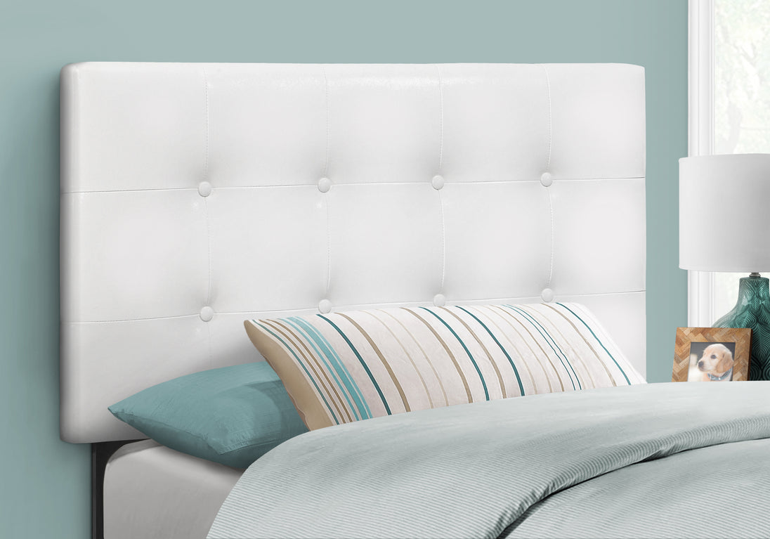I 6002T Bed - Twin Size / White Leather-Look Headboard Only - Furniture Depot (7881126510840)